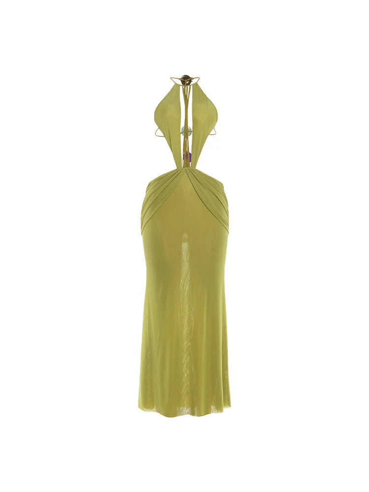 Beads Backless Maxi Dress