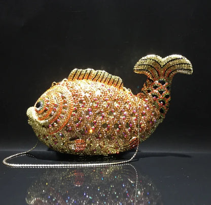 Fish Rhinestone Clutch Bag