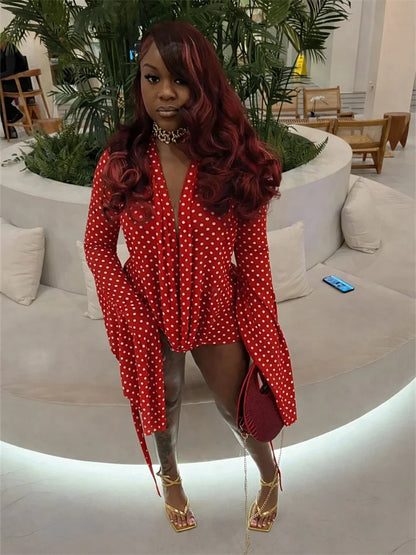 Polka Dot Print Mini Dress