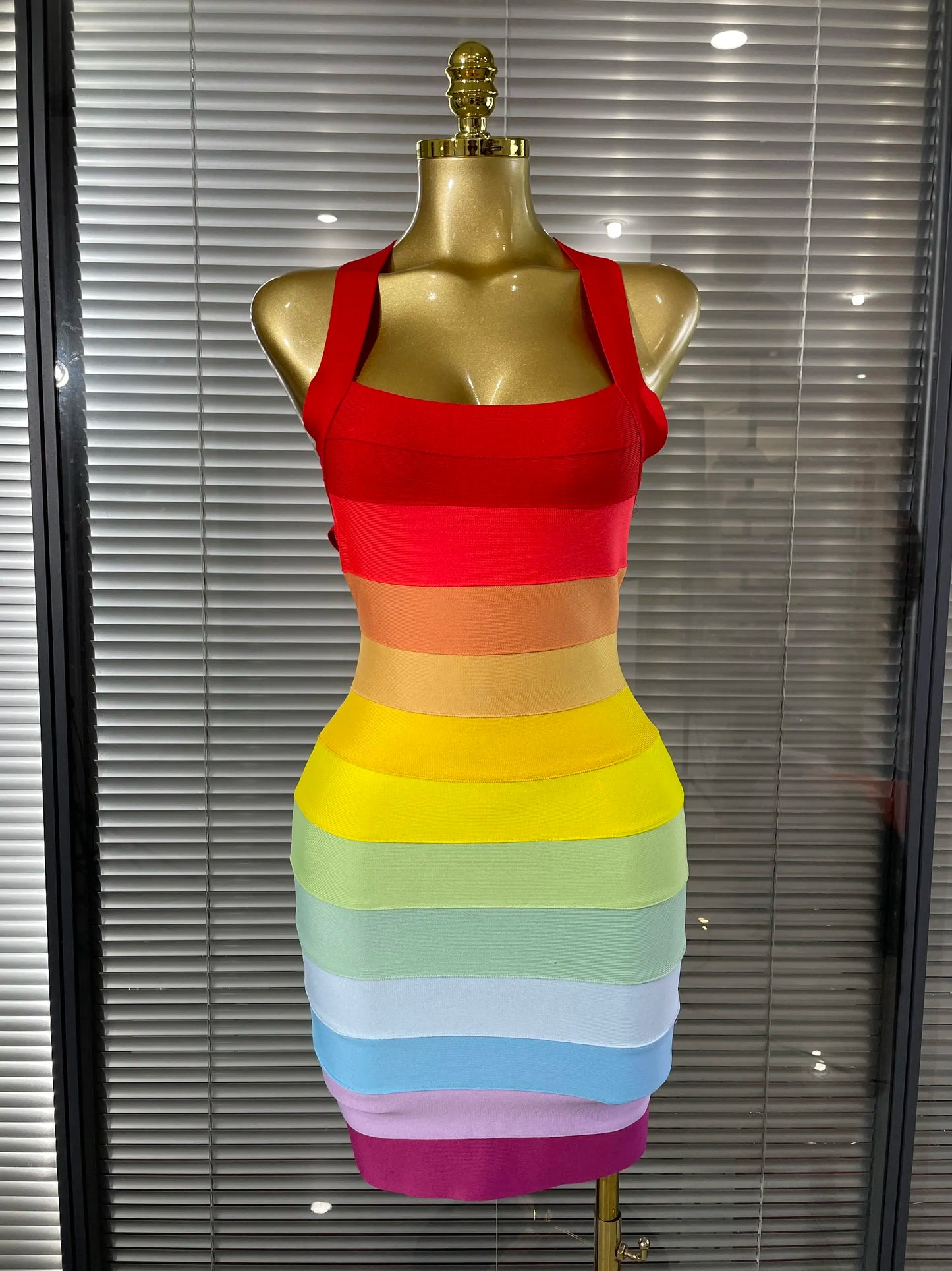 Rainbow Bandage Mini Dress
