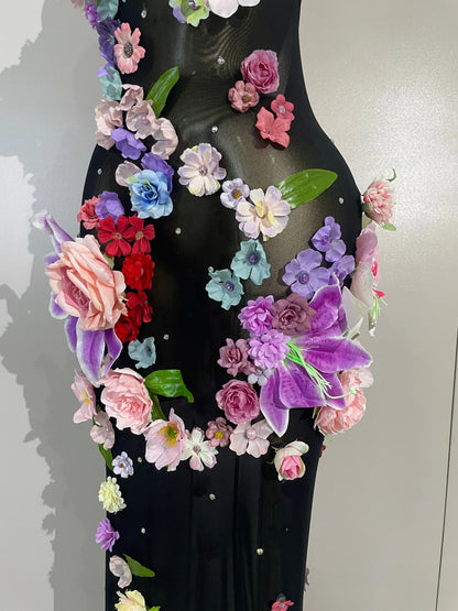 Luxe Flower Mesh Maxi Dress