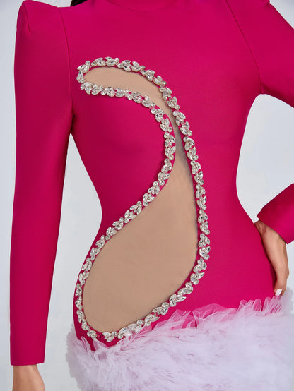 Embellished Rose Bandage Dress