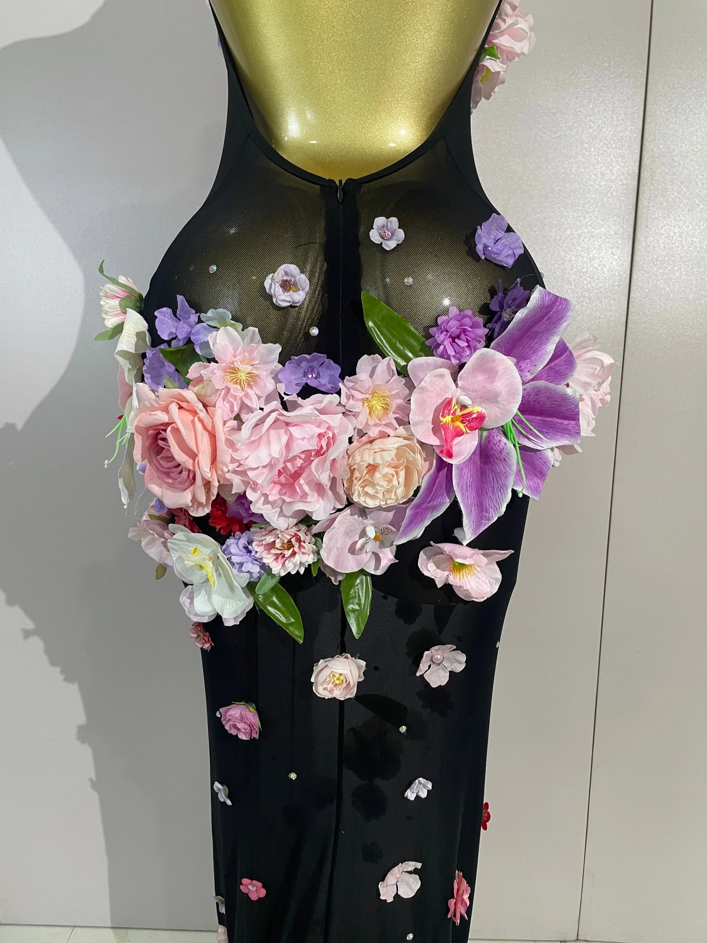 Luxe Flower Mesh Maxi Dress