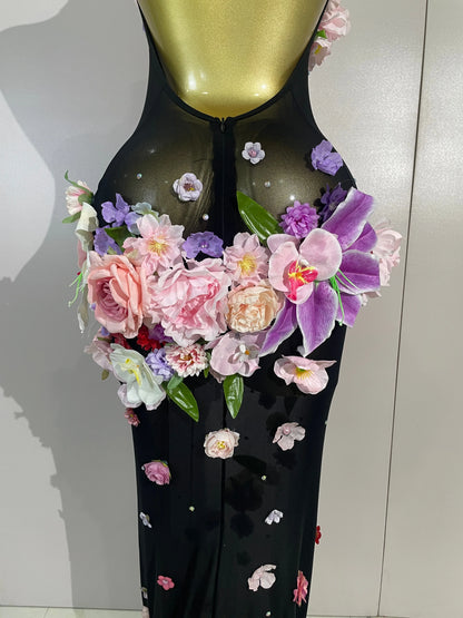 Luxe Flower Mesh Maxi Dress