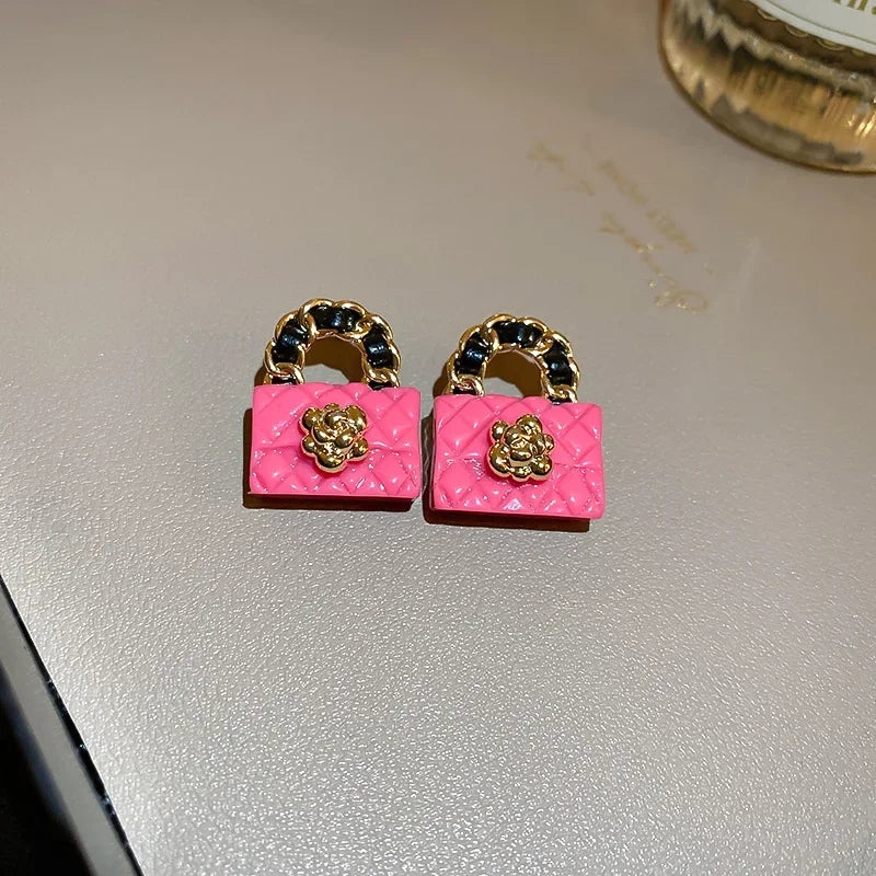 Leather Handbag Shape Earrings