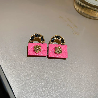 Leather Handbag Shape Earrings