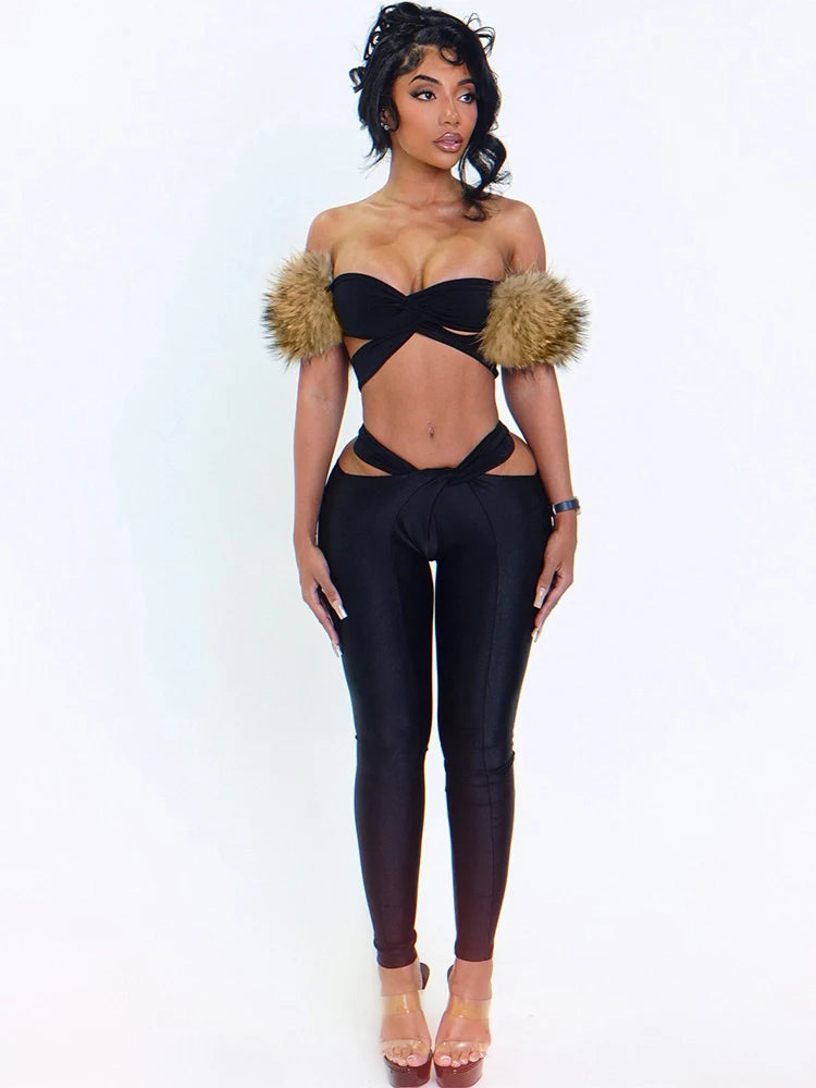Vanna Fur Pants Set