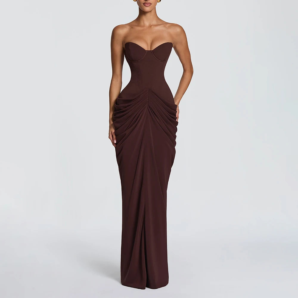 Grande Dame Ruched Maxi Dress