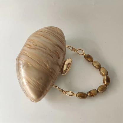 Shell Pearl Marble Clutch Purse