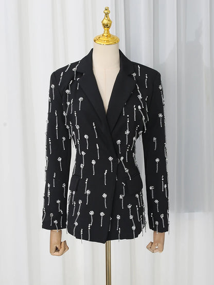 Chic Beaded Blazer Pants Set