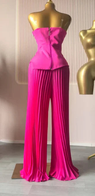 Katrine Pleated Wide Leg Pants Set