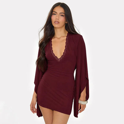 Flare Bell Sleeve Mini Dress