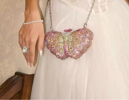Butterfly Shaped Rhinestone Clutch Bag