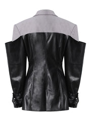 Leather Lapel Sleeve Jacket