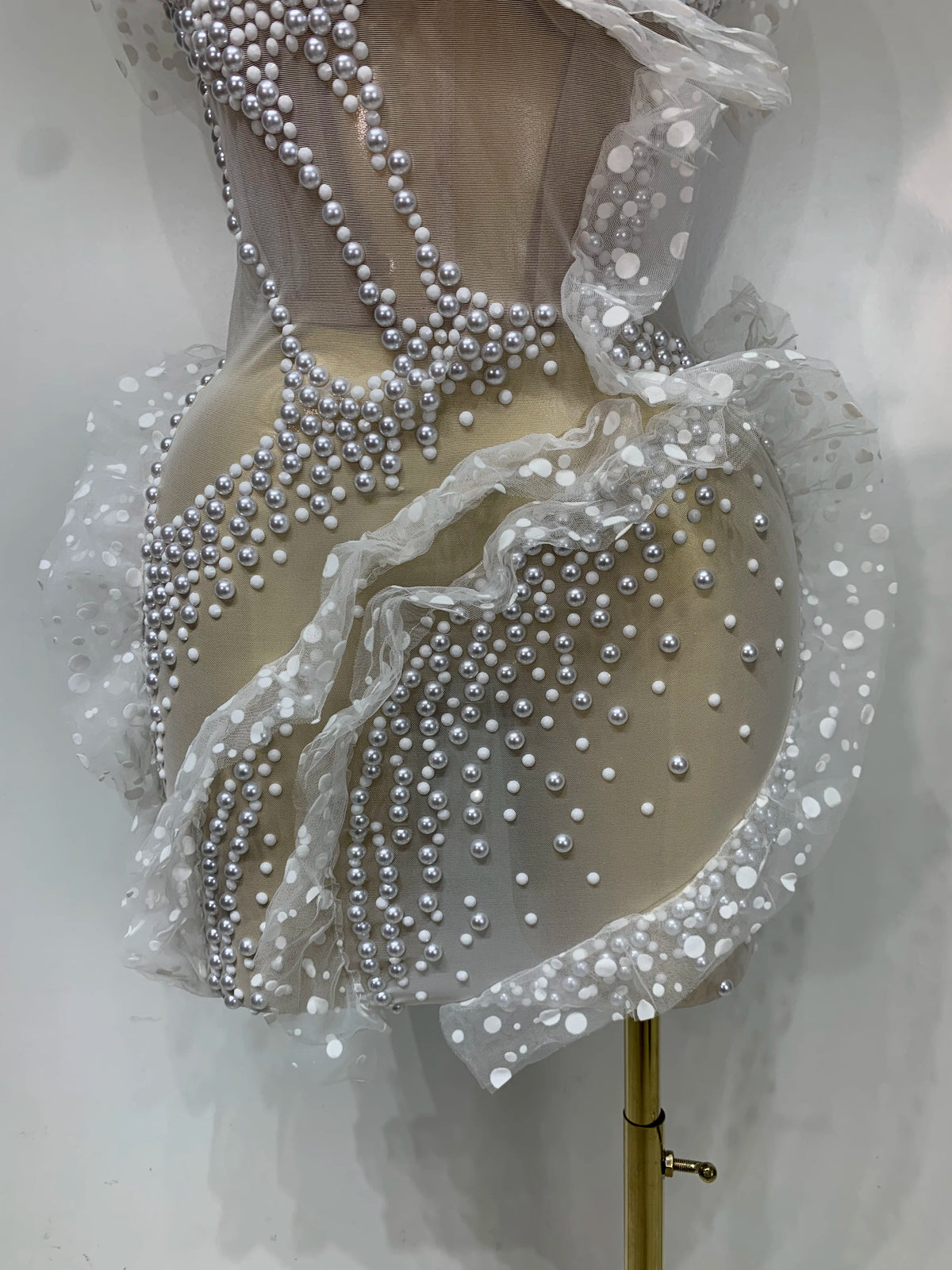 Pearl Ruched Mini Dress