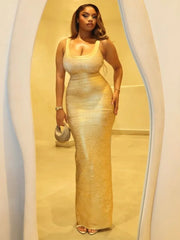 Bronzing Gold Bodycon Bandage Dress