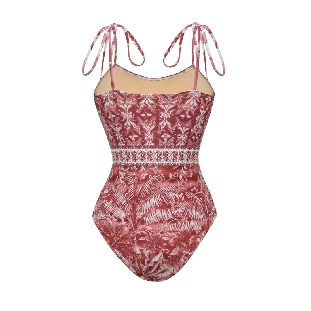 Vintage Floral Ruffle Bikini Set