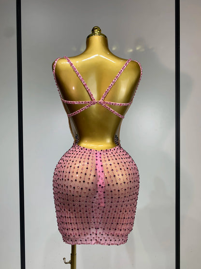 Butterfly Crystal Mesh Mini Dress