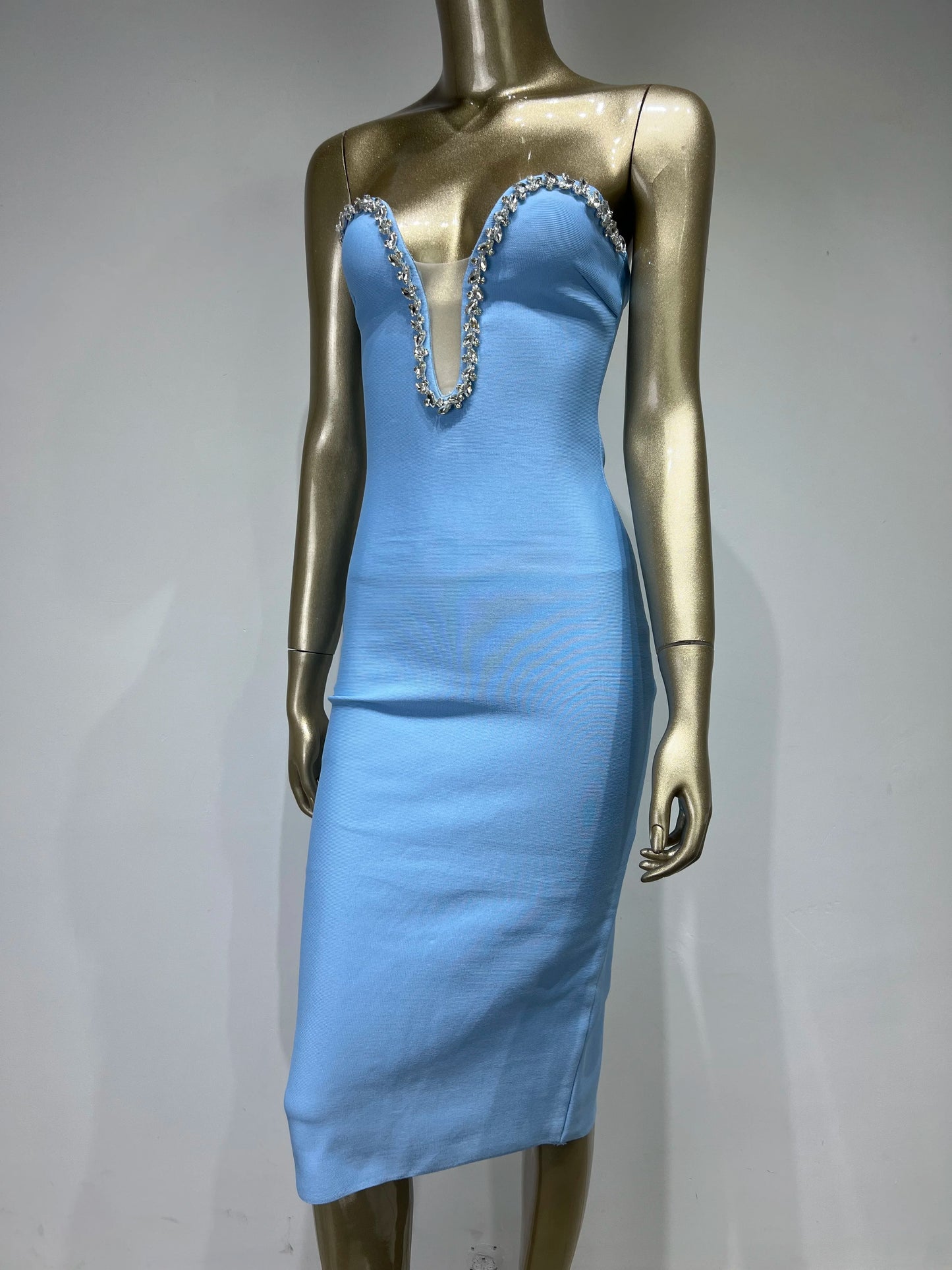 Sky Blue Bandage Midi Dress