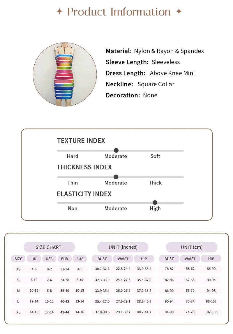 Rainbow Stripe Bandage Mini Dress