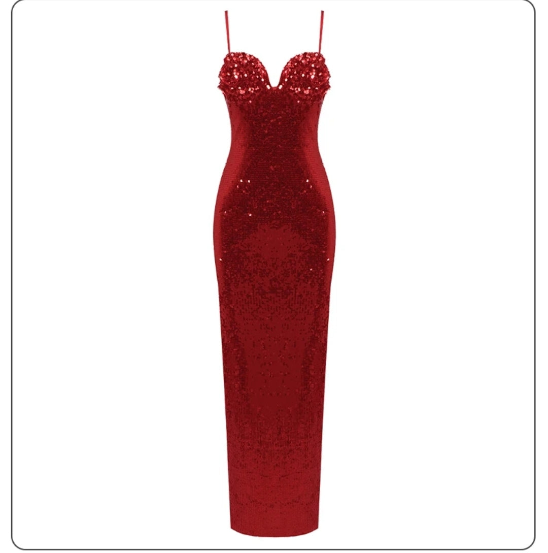 Luxury Sequins Bodycon Maxi Dress