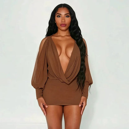 Cold Shoulder Sheer Mini Dress