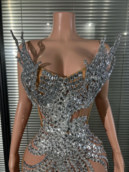 Wing Mesh Mini Dress