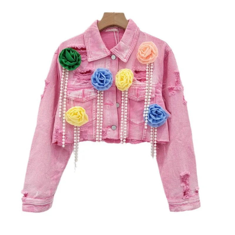 Versatile Flowers Cropped Jacket