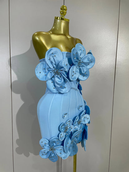 Luxe Chic Flower Bandage Mini Dress