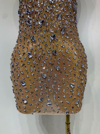 Zoey Rhinestone Mesh Mini Dress