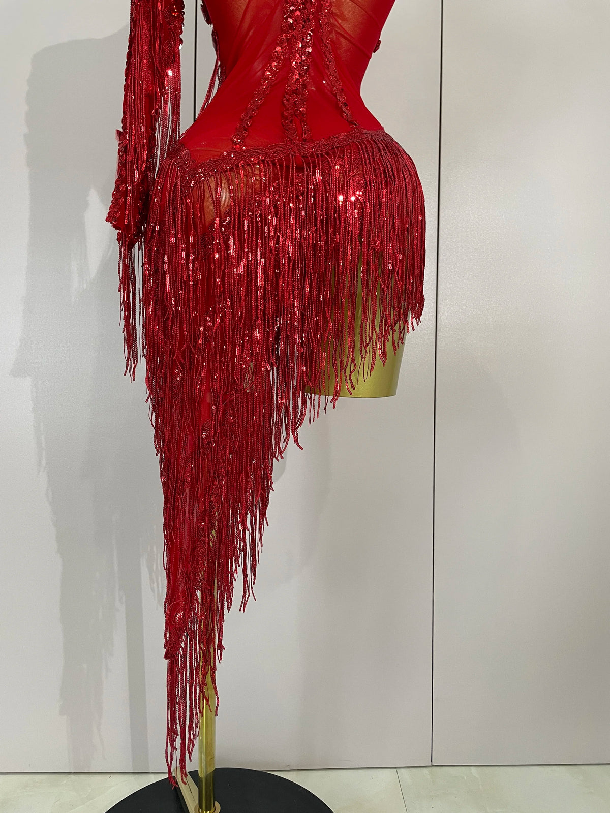 Iris Rhinestone Mesh Tassel Dress