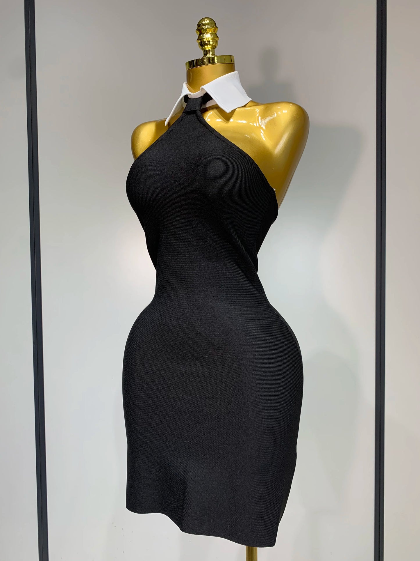 White Collar Bodycon Bandage Mini Dress
