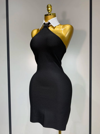 White Collar Bodycon Bandage Mini Dress