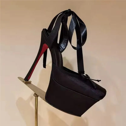 Butterfly-Knot Platform High Heels