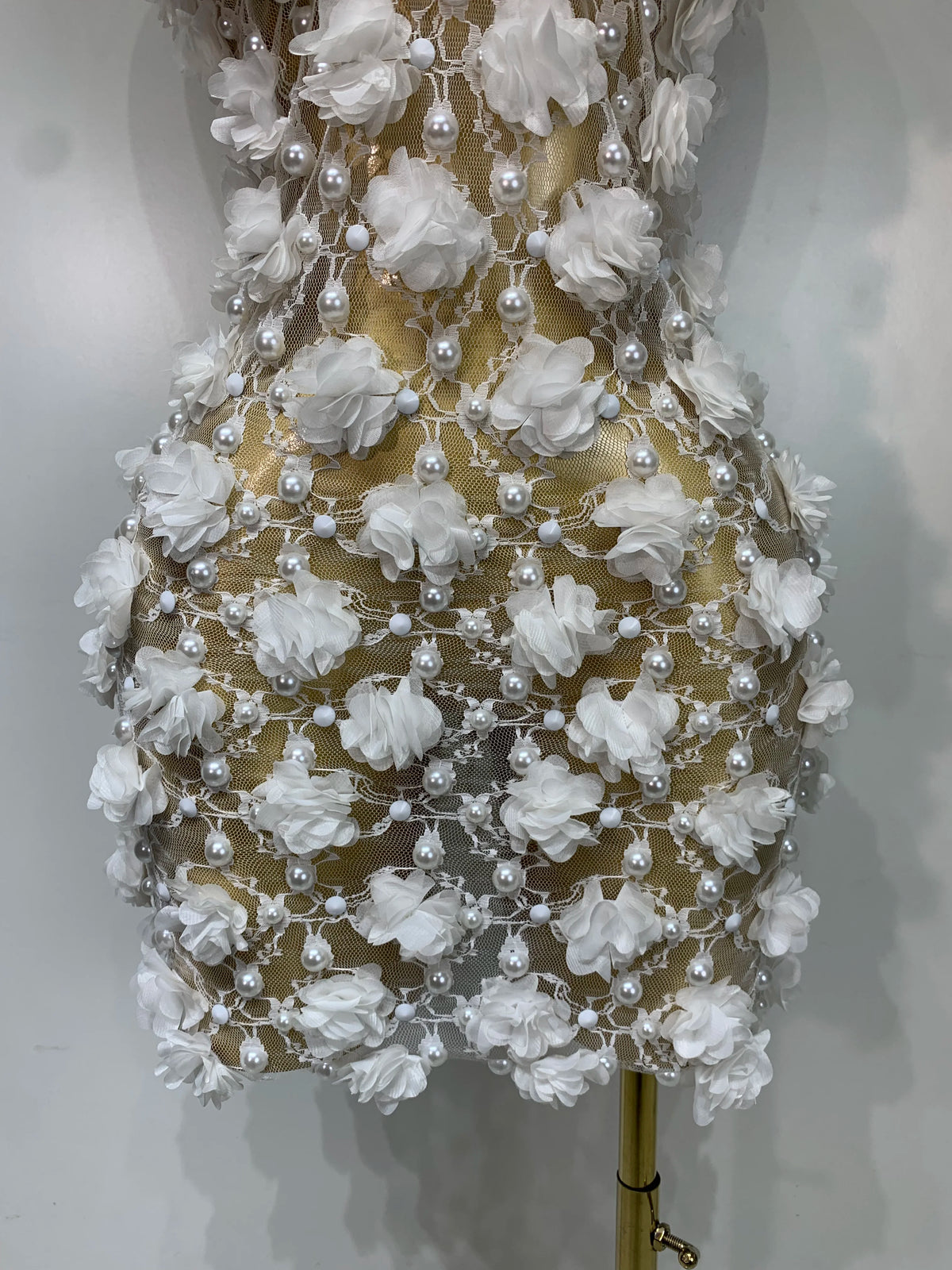 Bloom Pearls Lace Mini Dress