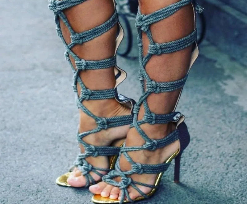 Knotted Rope Gladiator High Heels