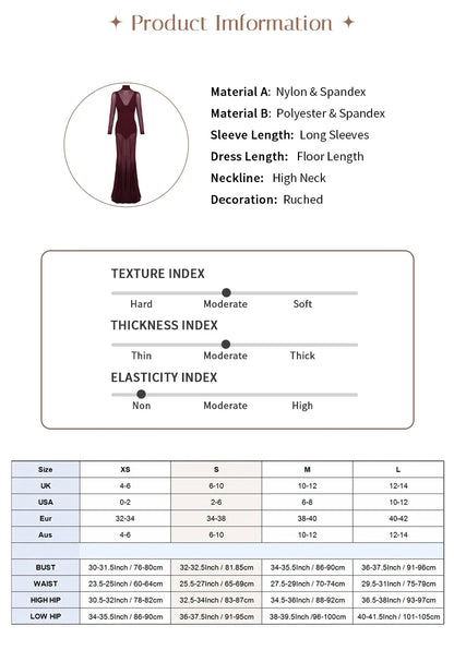 Robe moulante VC sexy en maille transparente à col roulé et manches longues, tenue de soirée transparente, coupe ajustée, tenue de club pour femme