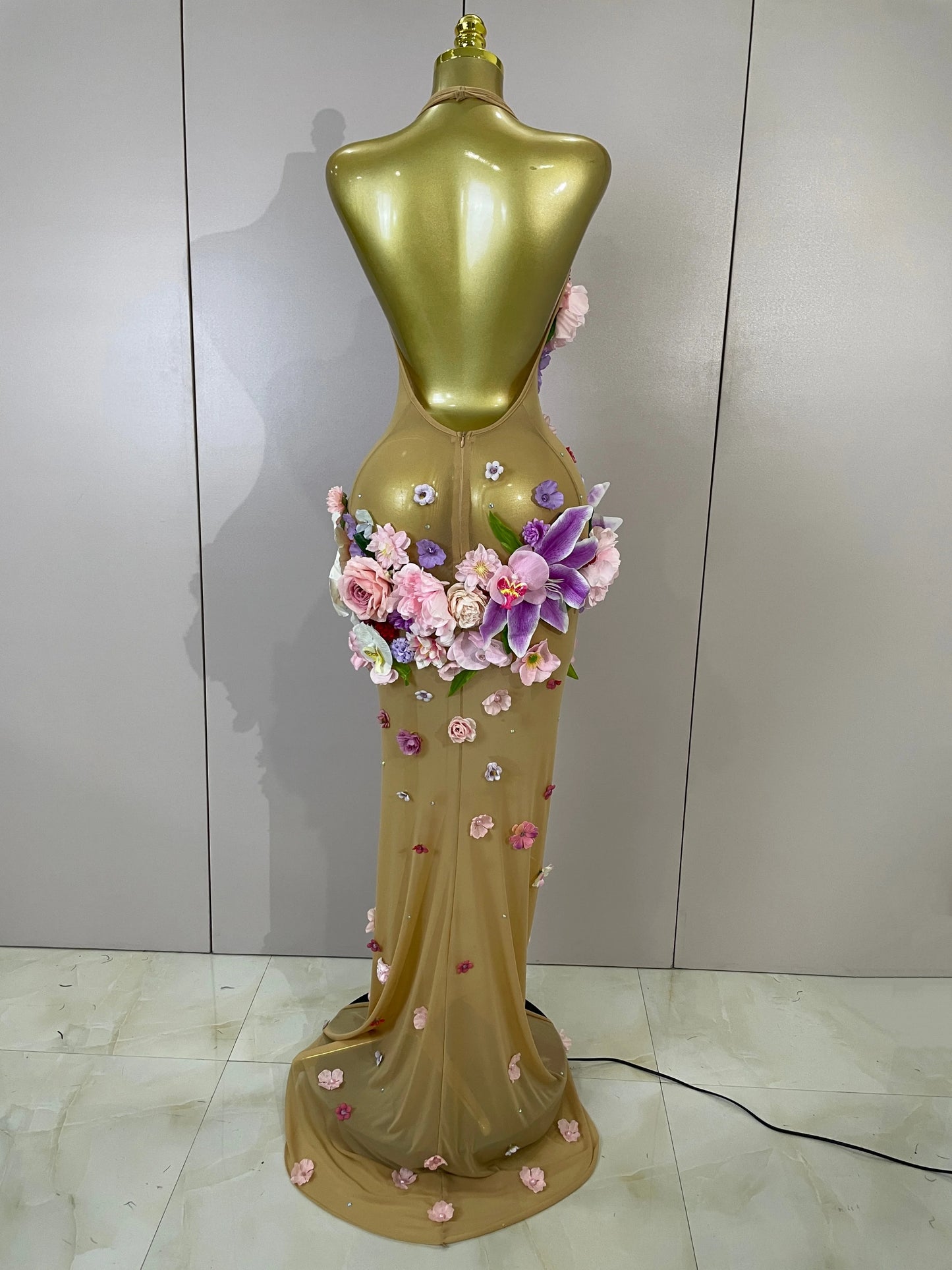 Luxe Flower Mesh Maxi Dress