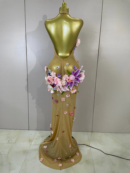 Luxe Flower Mesh Maxi Dress
