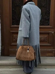 Wool Tassel Hem Coat
