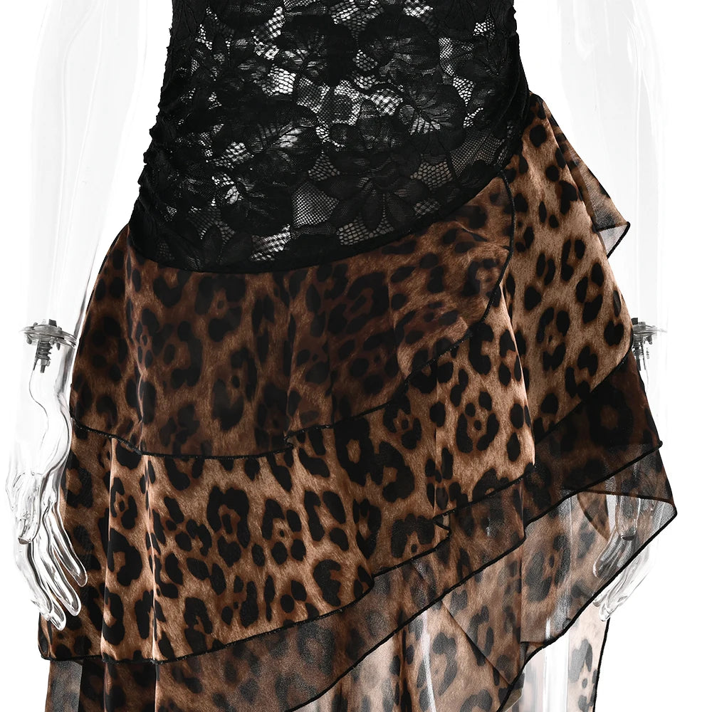 Leopard Inclined Shoulder Dress