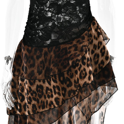 Leopard Inclined Shoulder Dress