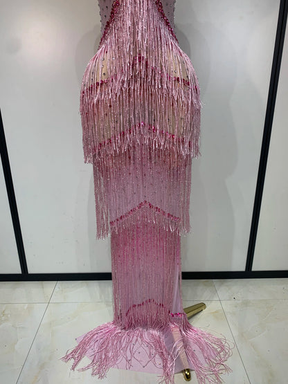 Maxine Tassel Mesh Maxi Dress