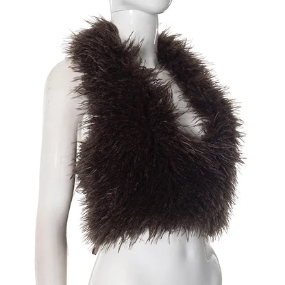 Fur Crop Vest Coat