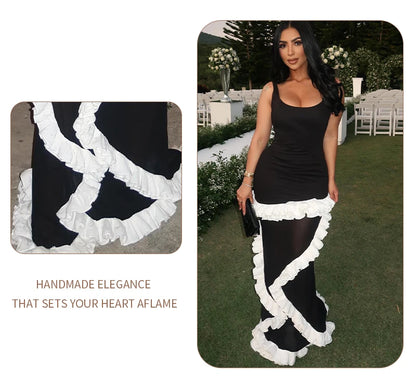 Artistic Gown Ruffled Maxi Dress