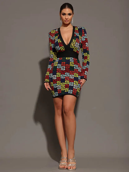 Luxe Jacquard Bandage Mini Dress