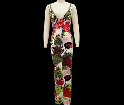 Kiandra Floral Rhinestone Maxi Dress