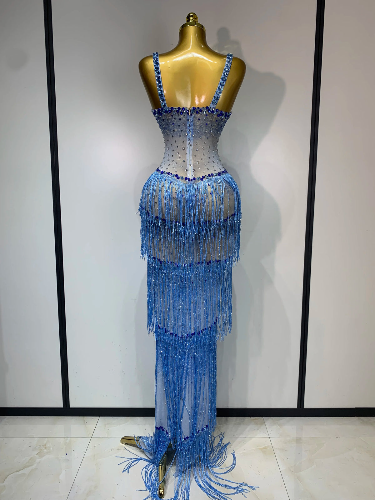 Maxine Tassel Mesh Maxi Dress