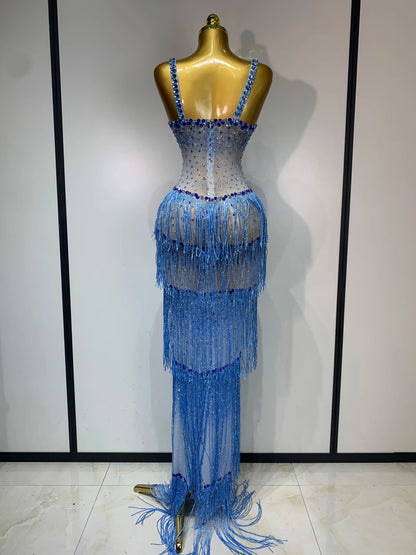 Maxine Tassel Mesh Maxi Dress