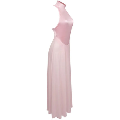 Pink Satin Chiffon Dress